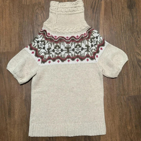 OLD NAVY Short Sleeve FairIsle Turtleneck Sweater Lambswool Angora Blend Size XL - Picture 3 of 7